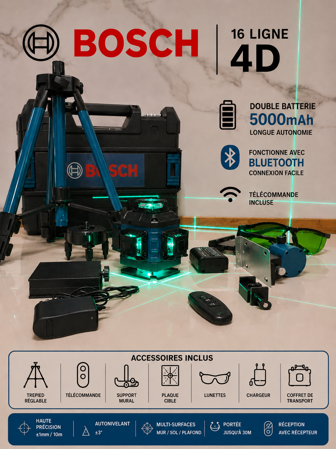niveau laser bosch 4D 16line - الصورة 6